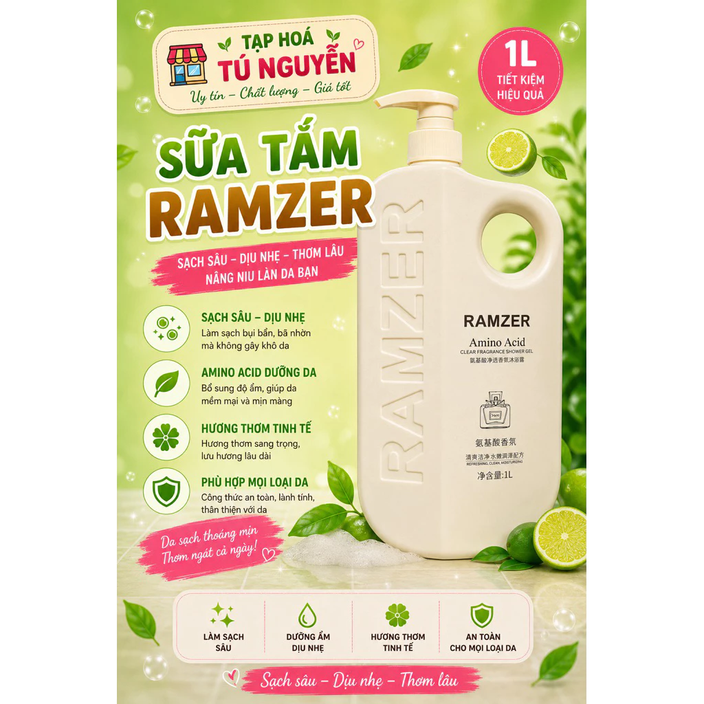 SỮA TẮM NƯỚC HOA RAMZER 1 LÍT SIÊU TO HOT