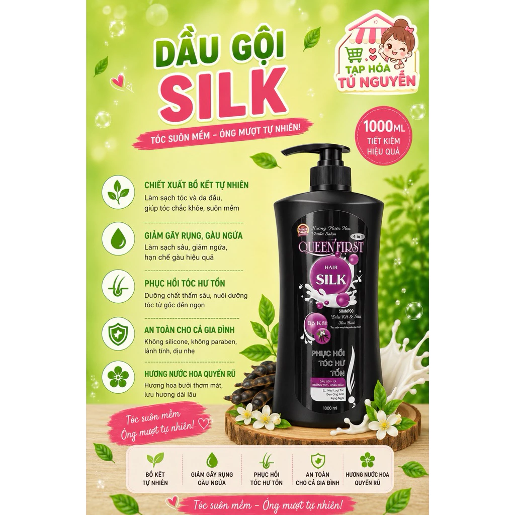 DẦU GỘI HAIR SILK 1000ML SIÊU TO PHỤC HỒI TÓC HƯ TỔN CÔNG TY