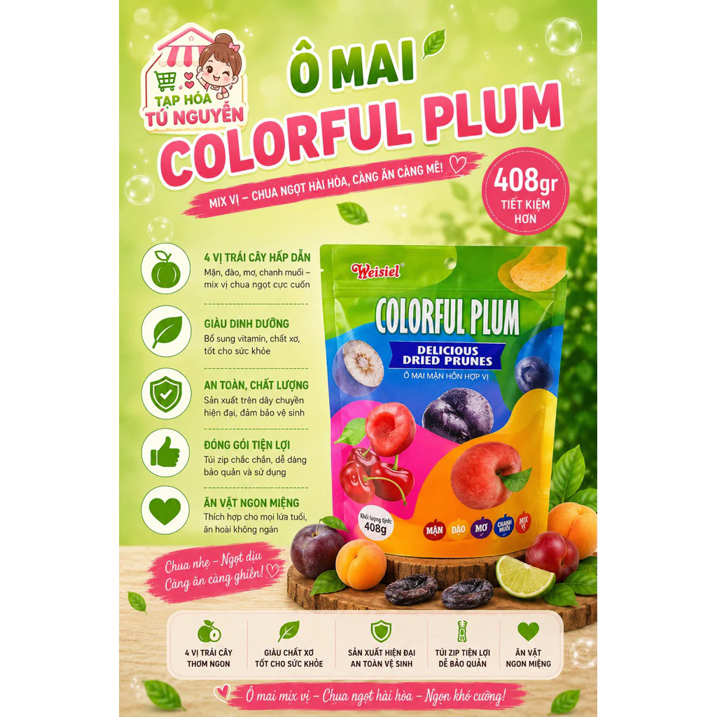 BỊCH Ô MAI MIX VỊ COLORFUL PLUMM 408gr