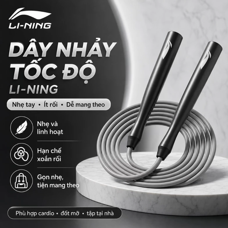 Dây tập nhảy Shiwei LI-NING cao cấp, chất liệu bền bỉ linh hoạt giúp cải thiện sức khỏe LJST848