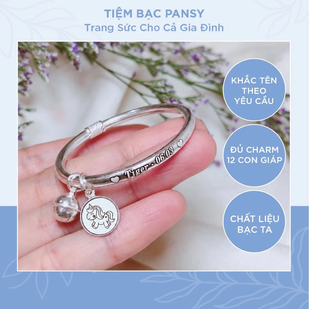 Vòng Bạc Khắc Tên Cho Bé ❤️FREESHIP❤️ - Khắc Tên MIỄN PHÍ