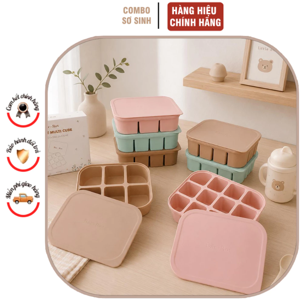 Khay trữ đông đồ ăn dặm cho bé Bar-rot khay trữ đông Silicone cao cấp chịu nhiệt tốt Hanghieuchobe