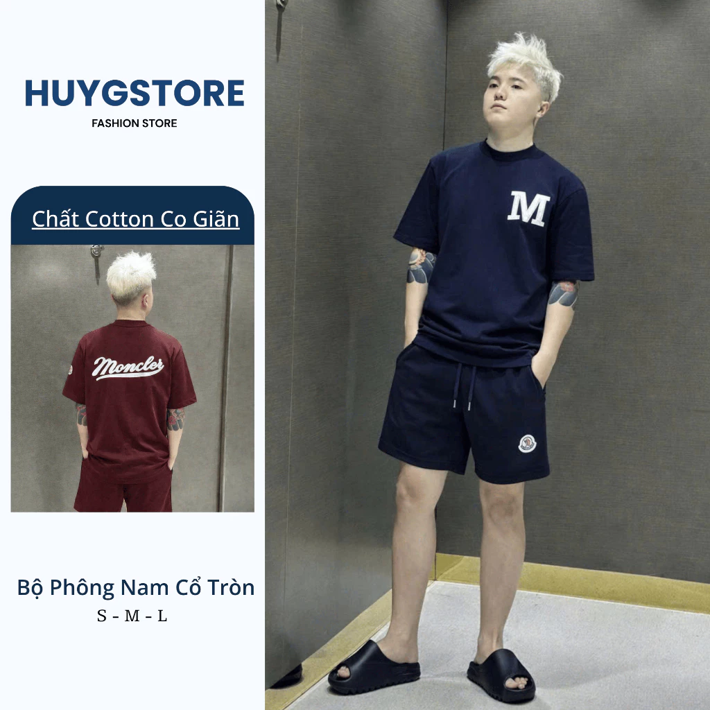Bộ Quần Áo Nam Mùa Hè Chất Cải Cotton Cao Cấp, Bộ Cộc Hè Họa Thiết Chữ M Siêu Đẹp - HuyGStore