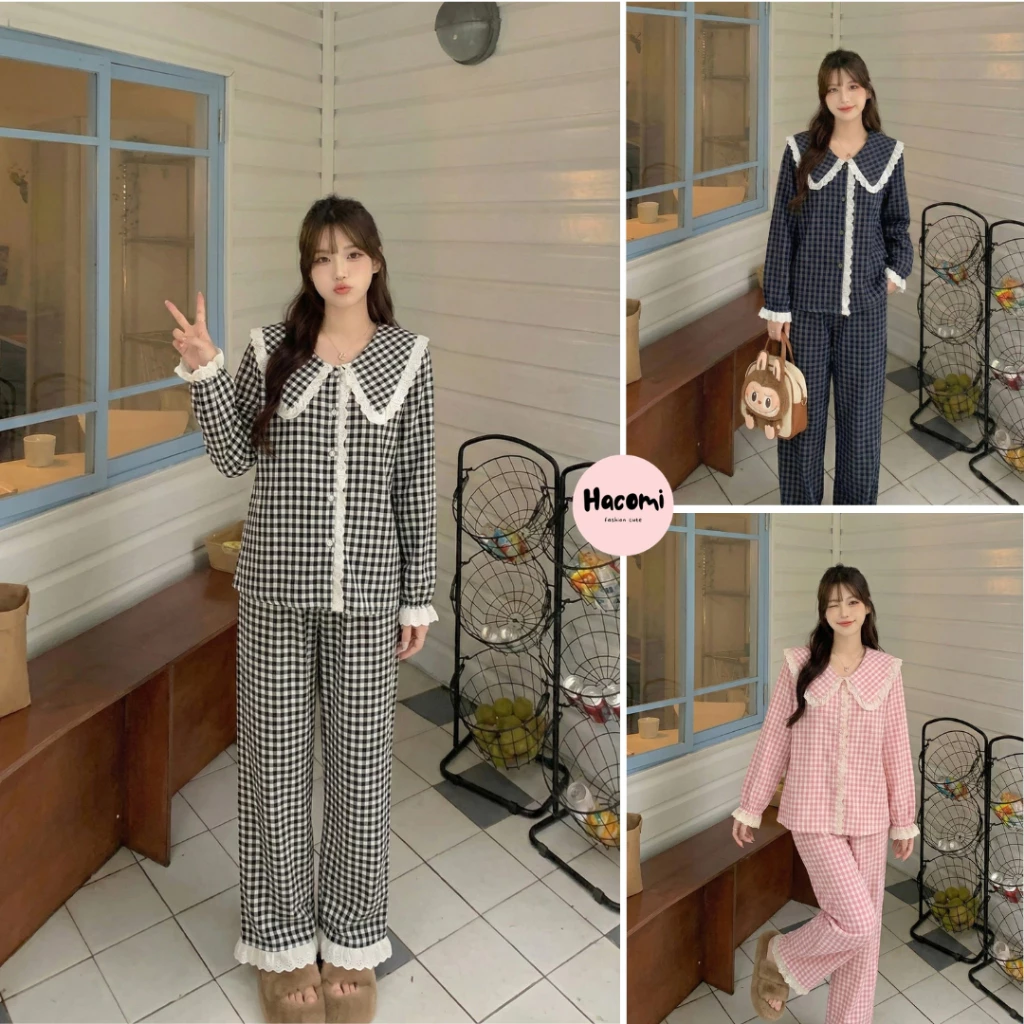 Bộ pijama ren bèo tiểu thư - Bộ đồ nữ mặc nhà siêu đáng yêu bánh bèo B11