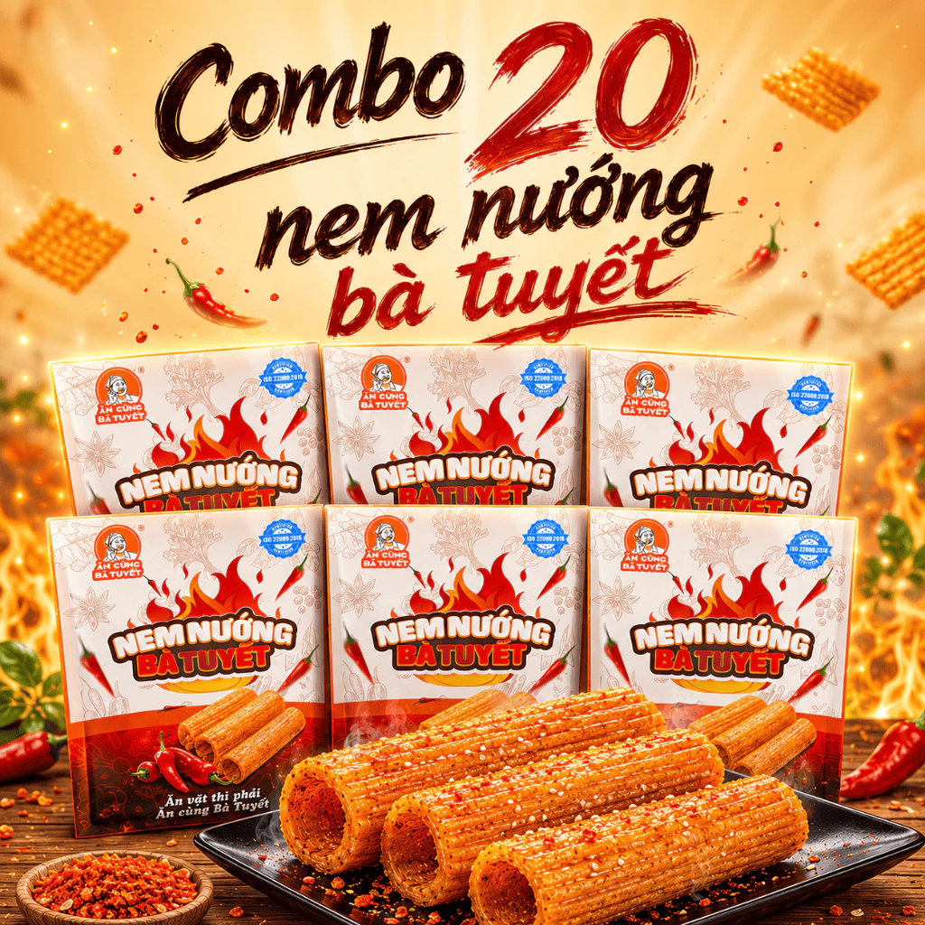 (Tặng 1 sp bất kì) Mua 20 gói NEM NƯỚNG PHÊN BÀ TUYẾT - ĂN CÙNG BÀ TUYẾT M2