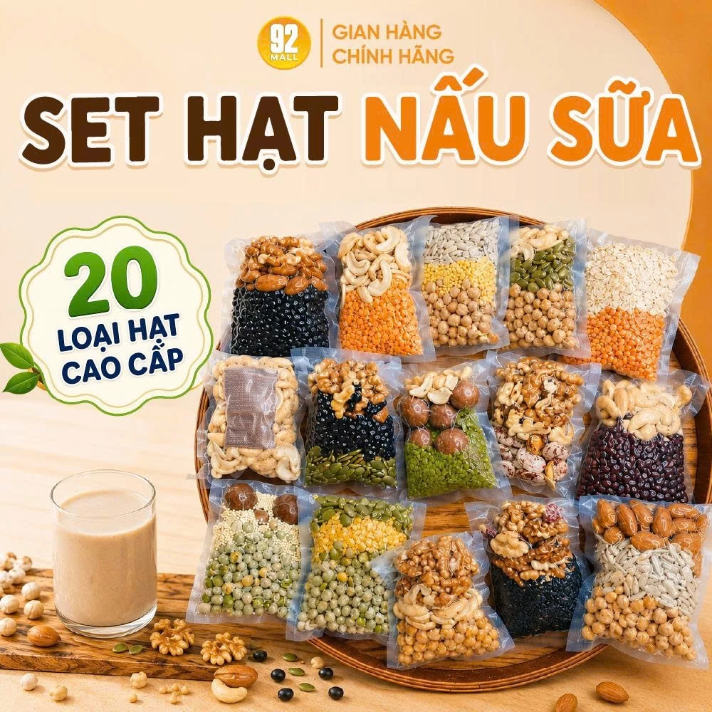 Hạt Nấu Sữa Mix 20+ Loại Hạt Hữu Cơ Kiểm Soát Cân Nặng, Nấu Sữa Tiện Lợi Cho Mẹ Bé