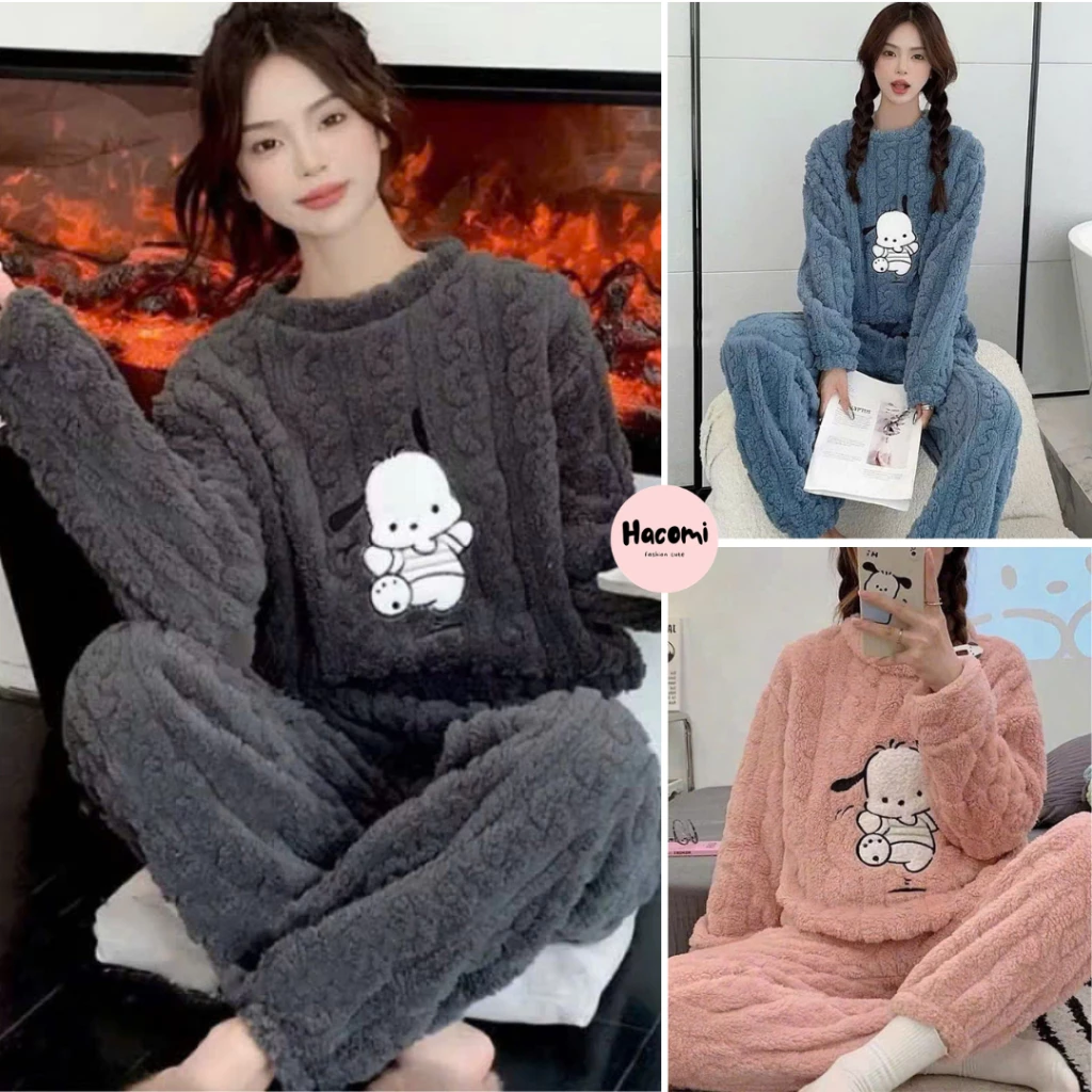 Bộ dồ ngủ lông hình cún siêu đáng yêu - Bộ đồ lông giữ nhiệt, bộ lông cún siêu dày dặn