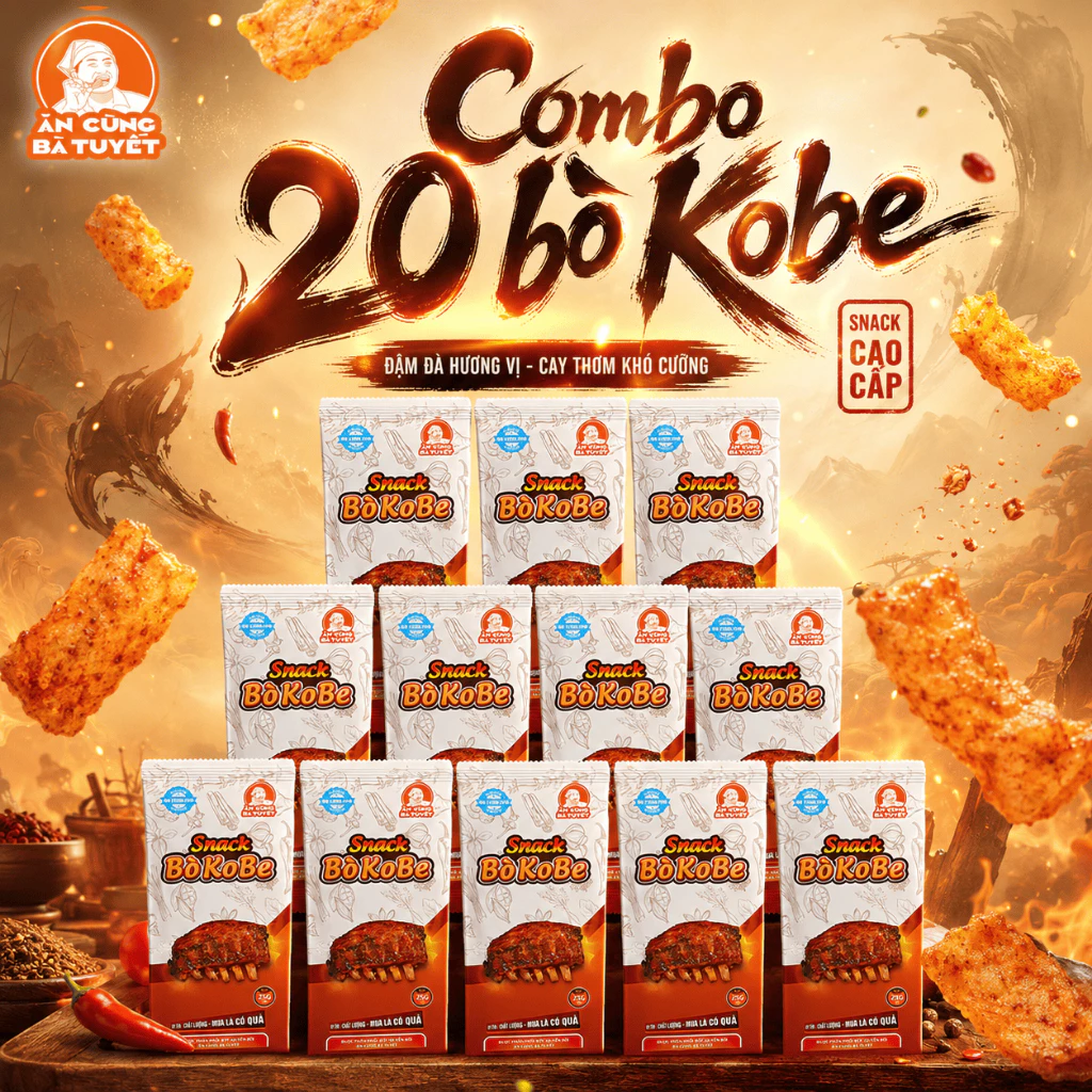 (Tặng 1 snack bim bim bất kì) COMBO 20 BÒ KOBE - ĂN CÙNG BÀ TUYẾT M23