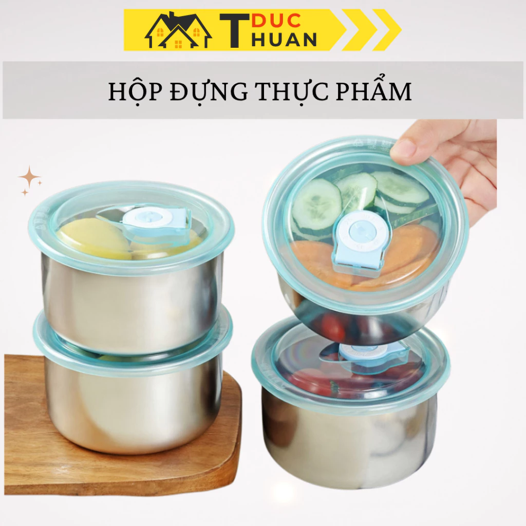 Hộp inox đựng đồ ăn để tủ lạnh ngăn mùi, có nắp dễ dàng bảo quản tiện lợi - TUIDO SHOP