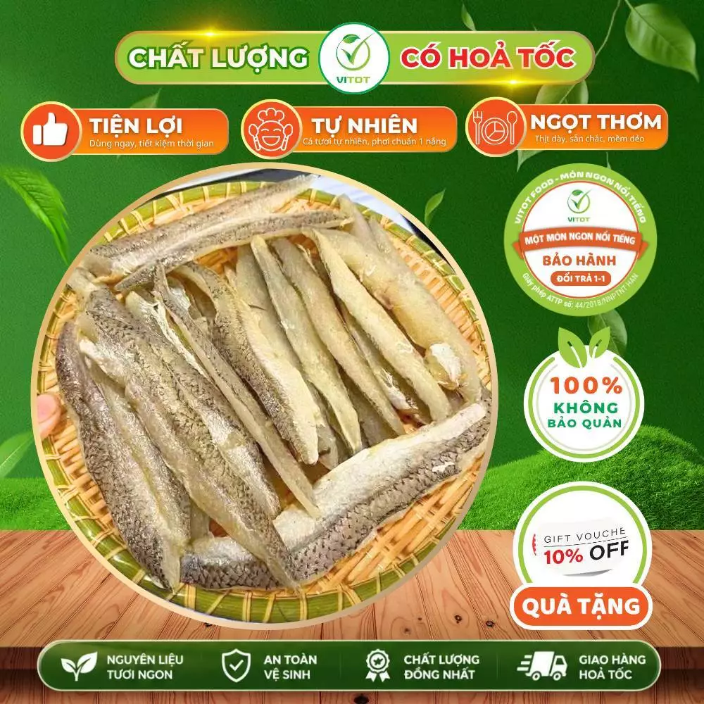Cá Mối Dẻo Một Nắng VITOT Trọng Lượng 500gr Thịt Săn Chắc, Đậm Đà