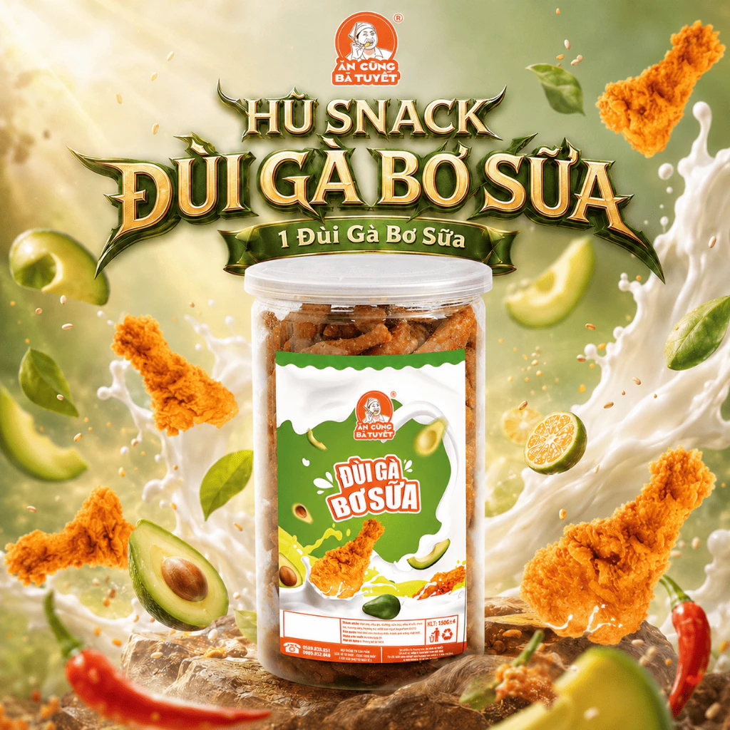 Hũ snack đùi gà bơ sữa  -  ĂN CÙNG BÀ TUYẾT M8