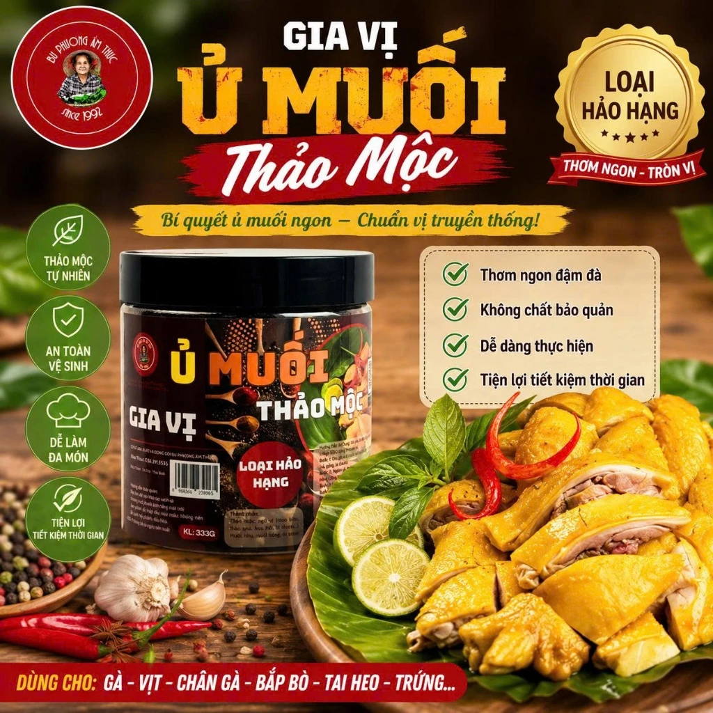 Gia Vị Làm Tai Heo Cuộn Bắp Bò Ủ Muối Thảo Mộc - Thương Hiệu Bu Phương Ẩm Thực (Đậm Đà Thảo Mộc)