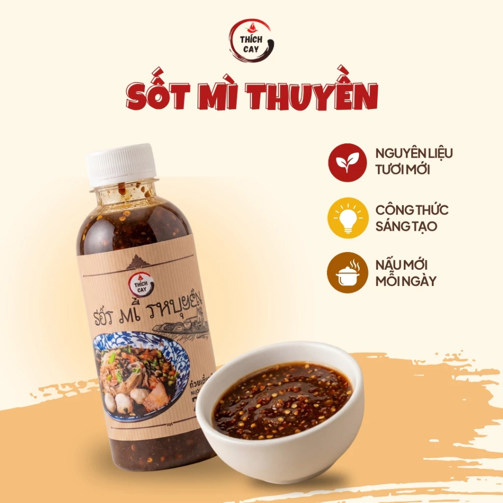 Sốt Mì Thuyền Boat Noodle Thích Cay 120ml Sốt Trộn Mì Trộn Hủ Tíu Trộn Phở Chua Cay Chuẩn Vị Thái