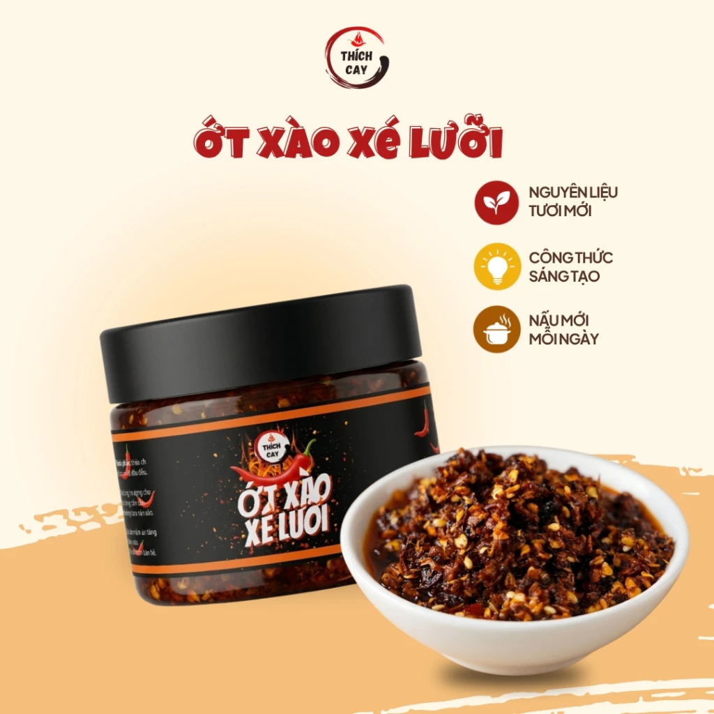 Ớt xào xé lưỡi Thích Cay 150g đa dụng cho các tín đồ mê ăn cay, dùng trong nhiều món ăn hàng ngày