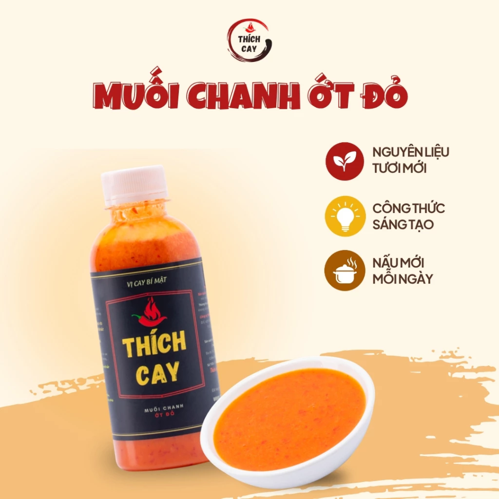 Nước Chấm Muối Chanh Ớt Đỏ Thích Cay 250ml Sốt Chấm Thịt Nướng Tương Ăn Lẩu, Ớt Hiểm Cay