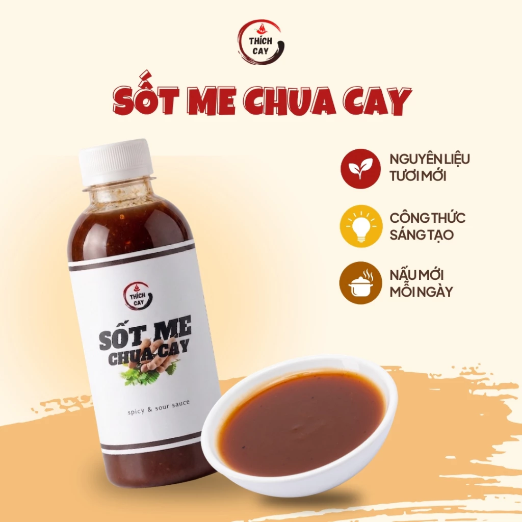 Sốt me chua cay Thích cay, xào cút lộn, ốc, hải sản 250ml