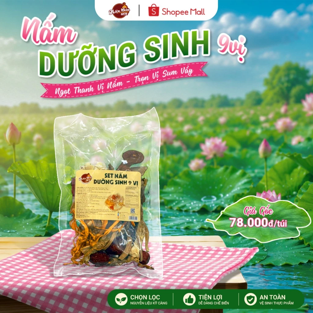 Set Nấm Dưỡng Sinh 9 Vị Nguyên Liệu Sấy Thăng Hoa - [Sản Phẩm Có Hồ Sơ Công Bố & Kiểm Định Chất Lượng]