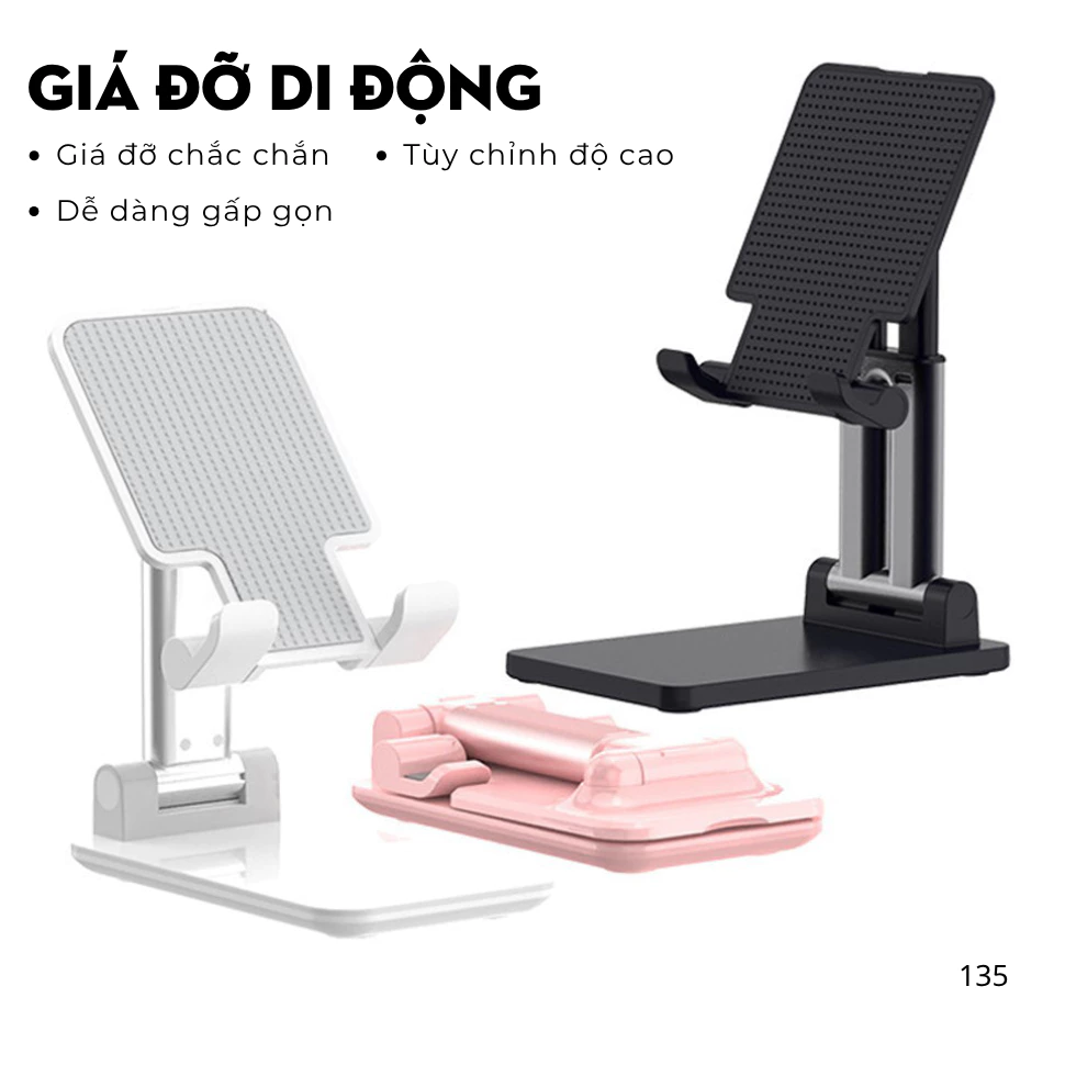 Giá Đỡ Điện Thoại iPad Để Bàn Gấp Gọn Mini Tùy Chỉnh Độ Cao Chân Đế Chống Trượt