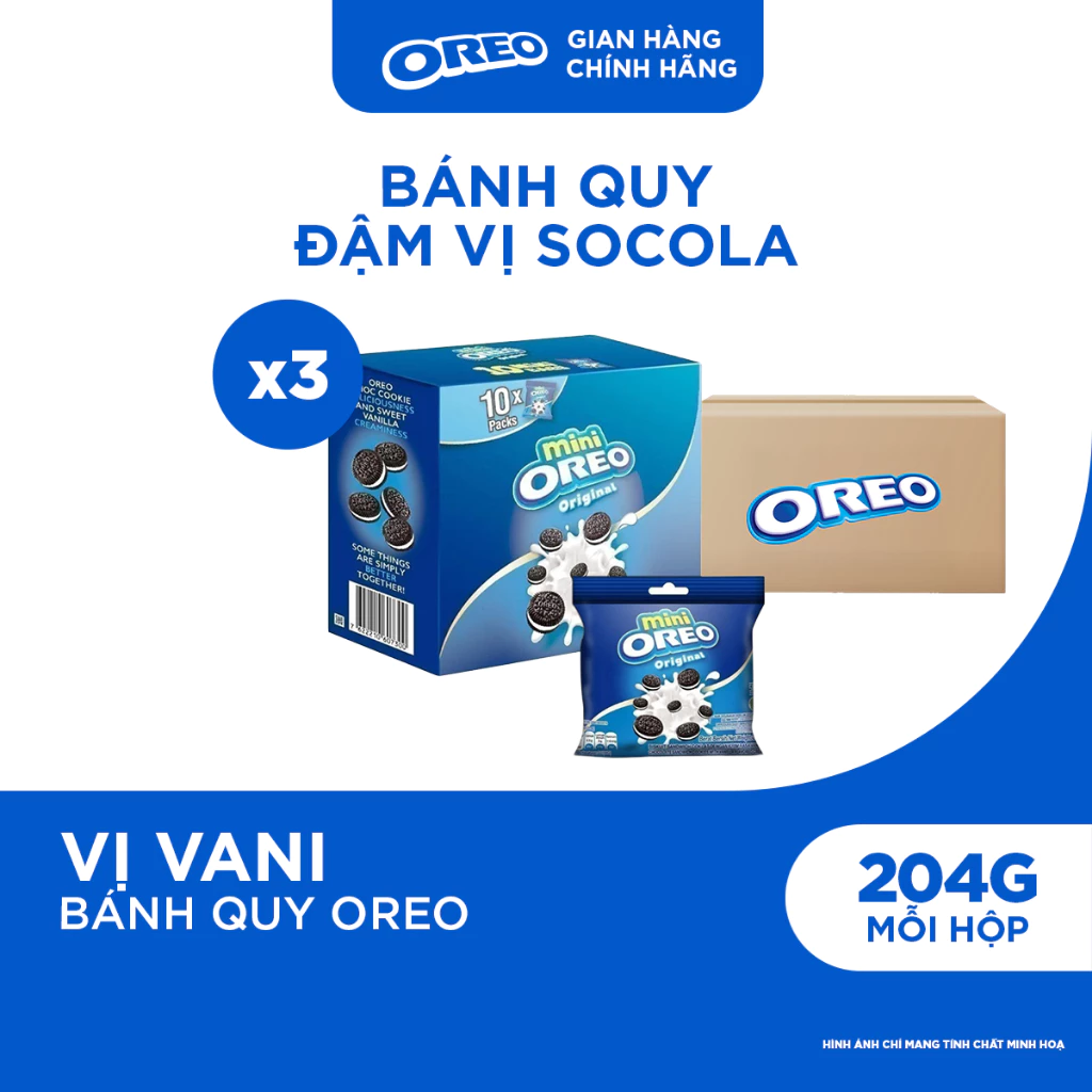 Combo 3 Hộp Bánh Quy Oreo Mini Với Kem Vị Vani 204g