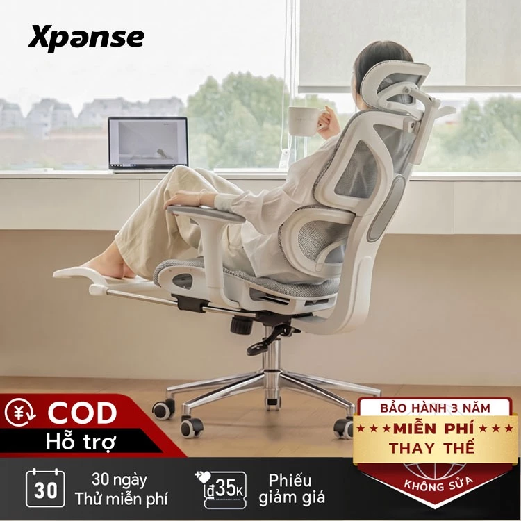 Xpanse W203 Ghế công thái học với lưới đá lạnh thoáng khí và tựa lưng thích ứng, ôm sát đường cong cơ thể
