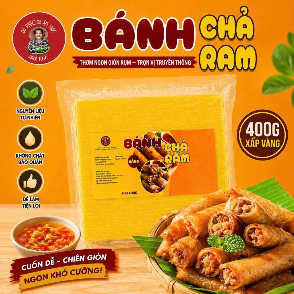 Bánh Chả Ram Dùng Cuốn Nem - Thương Hiệu Bu Phương Ẩm Thực (Mềm Lâu Dễ Cuốn - Giòn Rụm Khi Chiên)