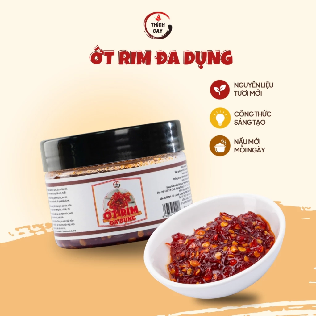 Ớt rim đa dụng Thích Cay 150g ướp nướng thịt hải sản tạo màu chấm bánh tráng gia vị các món nước mì