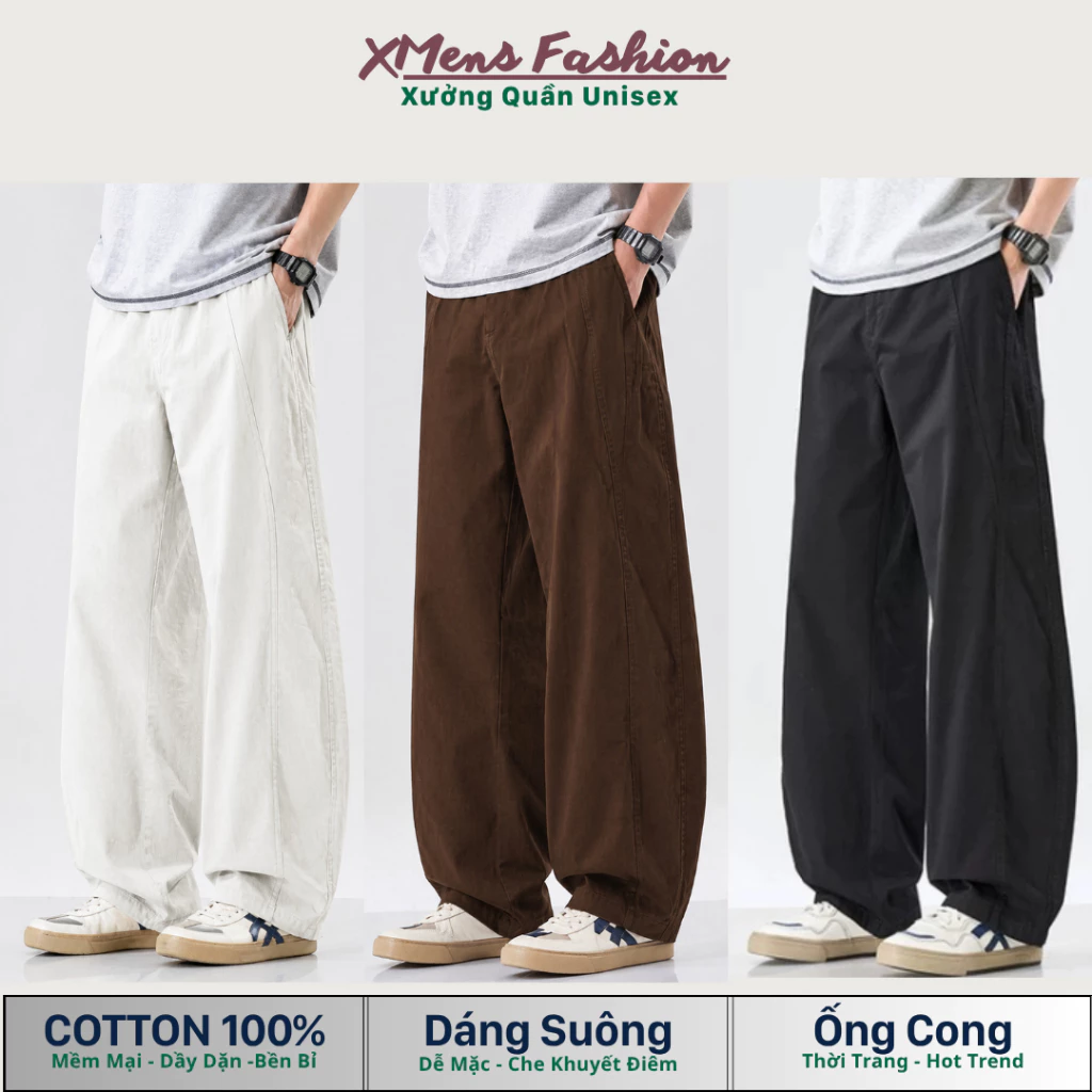 Quần Vải Ống Rộng Kaki Nhật, Phong Cách Hàn Quốc, Mềm Mát, Thoải Mái cho Mùa Hè Năng Động - PNSTORE_VN