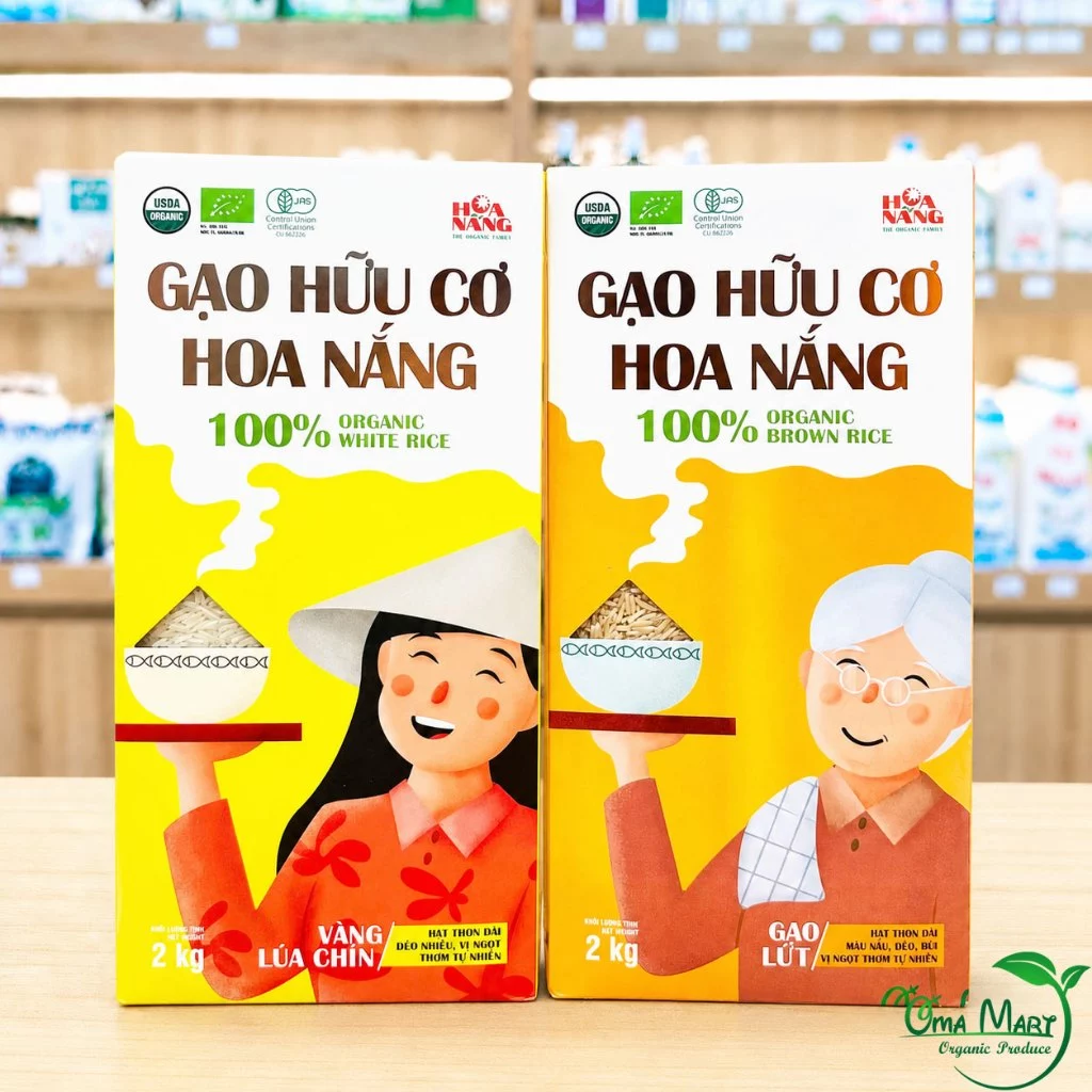 Gạo Hữu Cơ Hoa Nắng 2kg - Thơm Dẻo, Ngọt Cơm, An Toàn Cho Cả Gia Đình