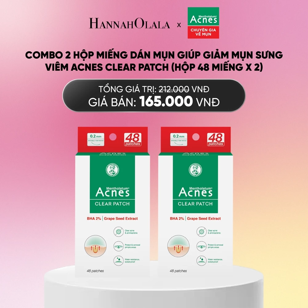 [KOL] Combo 2 Hộp miếng dán mụn giúp giảm mụn sưng viêm Acnes Clear Patch (Hộp 48 Miếng x 2)