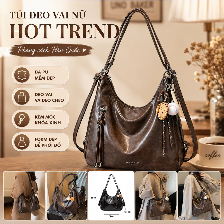 Túi Đeo Chéo Nữ Tối Giản Cao Cấp - Khóa Đặc Biệt, Form Đẹp, Chất Liệu Tốt, Tặng Kèm Túi Đựng Sang Trọng