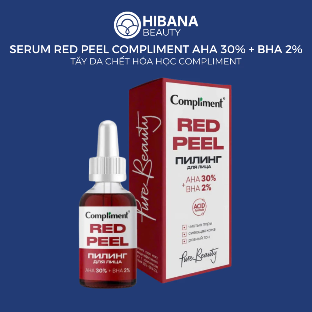 Serum Red Peel COMPLIMENT AHA 30% + BHA 2% Thu Nhỏ Lỗ Chân Lông, Dưỡng Sáng Da 27ML