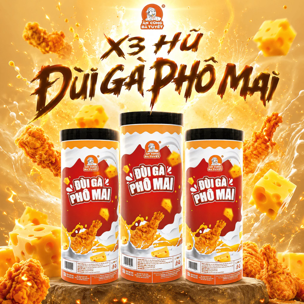 Combo Bà Tuyết x3  ĐÙI GÀ PHÔ MAI KHỔNG LỒ - CHẤT LƯỢNG ĐẶC BIỆT M50