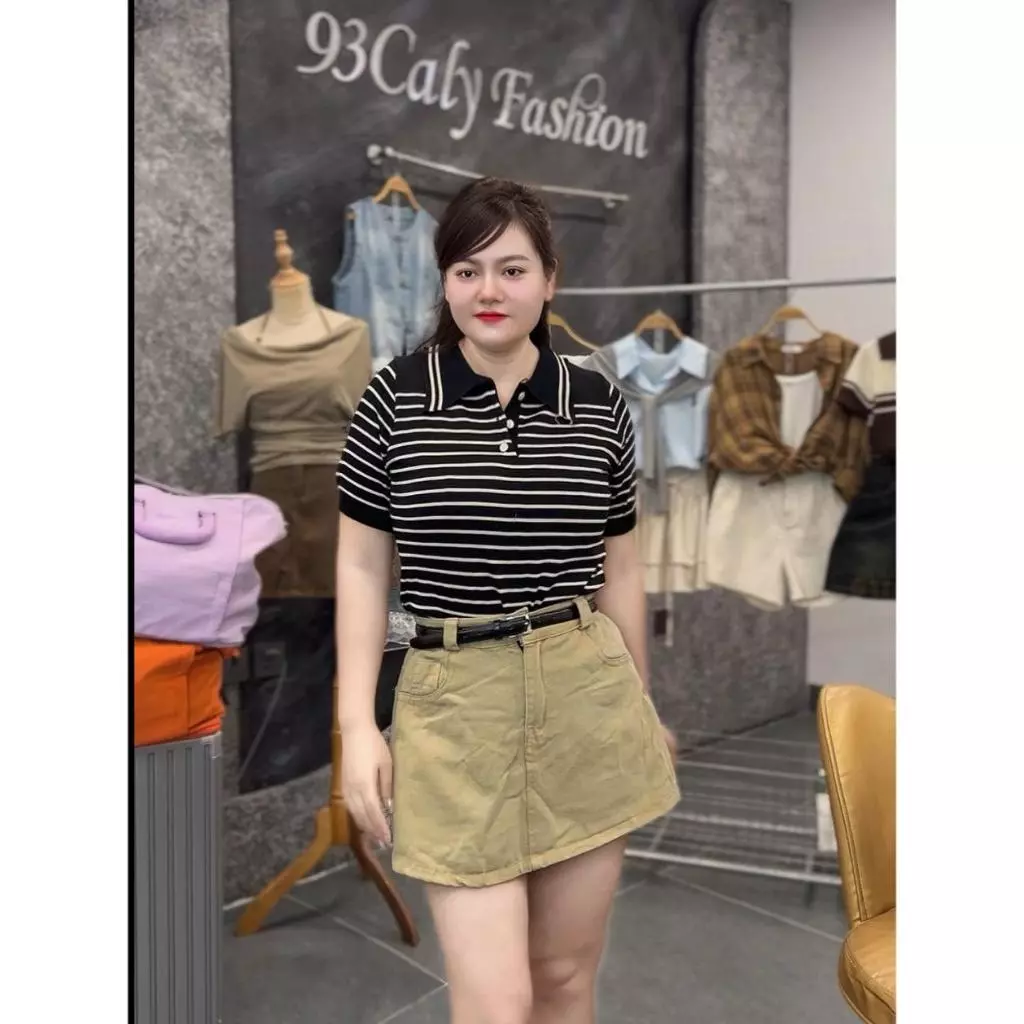243 BIGGSIZE Quần váy kaki nữ cạp cao, chân váy kaki nữ trơn basic chun sau