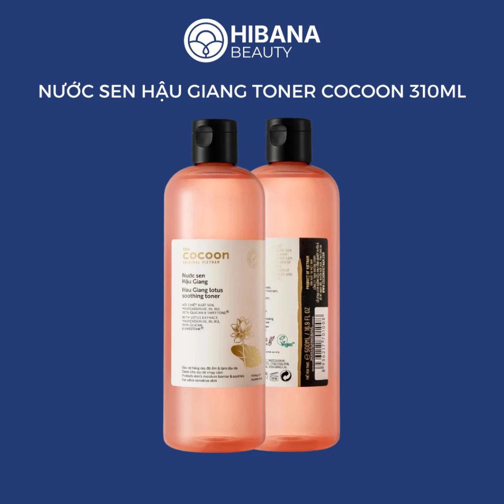 Nước sen Hậu Giang Toner giúp cấp ẩm, phục hồi đa nhiệm cho da rất nhạy cảm Cocoon 310ml