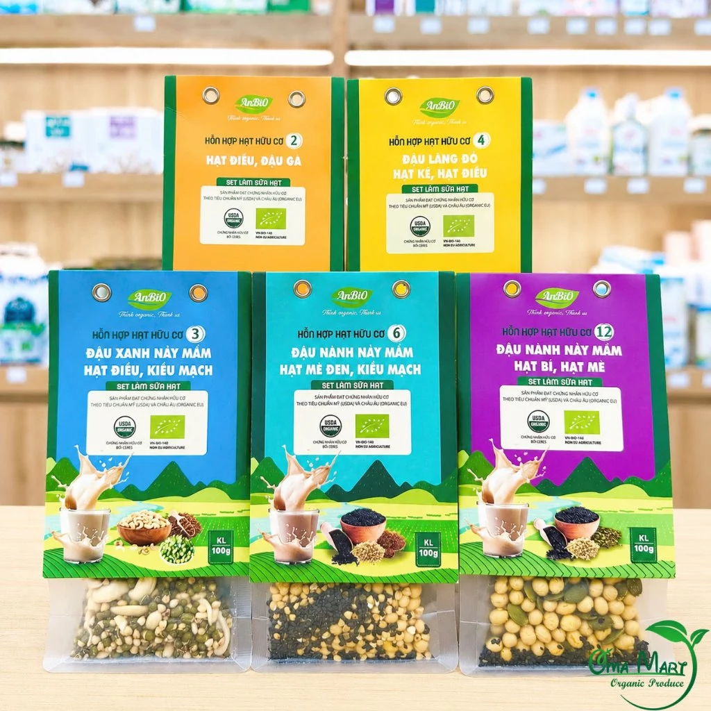 Hỗn Hợp Hạt Làm Sữa Hạt Hữu Cơ ANBIO 100g - Mix sẵn tiện lợi, thơm béo, giàu dinh dưỡng