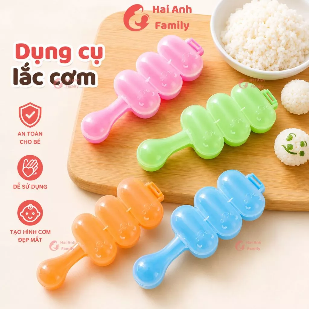 Dụng cụ lắc cơm thành viên tròn cho bé ăn dặm, tặng vá múc cơm nhỏ