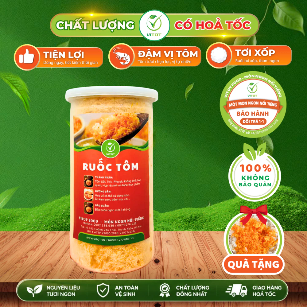 [HỎA TỐC] Ruốc Tôm Hạ Long VITOT  Loại 1 Chà Bông Tôm Nguyên Sợi Thơm Ngon | Ăn Cơm, Cho Bé