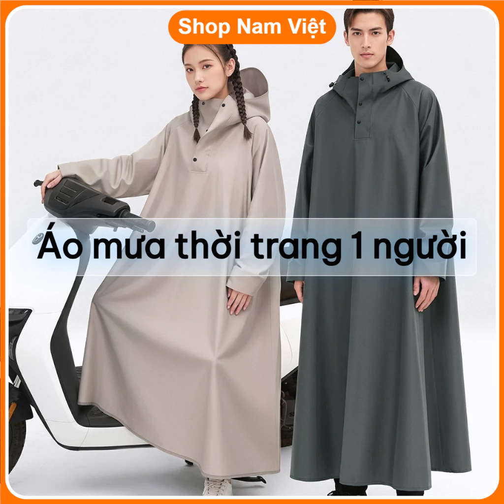 Áo Mưa Một Người Dáng Dài Cao Cấp, Thiết Kế Thanh Lịch, Đi Xe Máy, Chống Thấm Tuyệt Đối, Siêu Dày