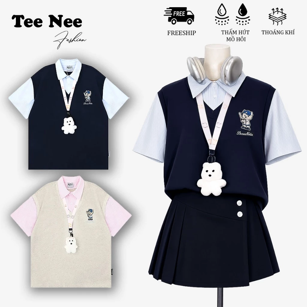 [ DEAL MỞ BÁN ] Áo Thun Polo Nữ Phối Cổ Sơ Mi TeeNee Phong Cách Thanh Lịch, Chất Vải Thoáng Thoáng Mát Co Giãn