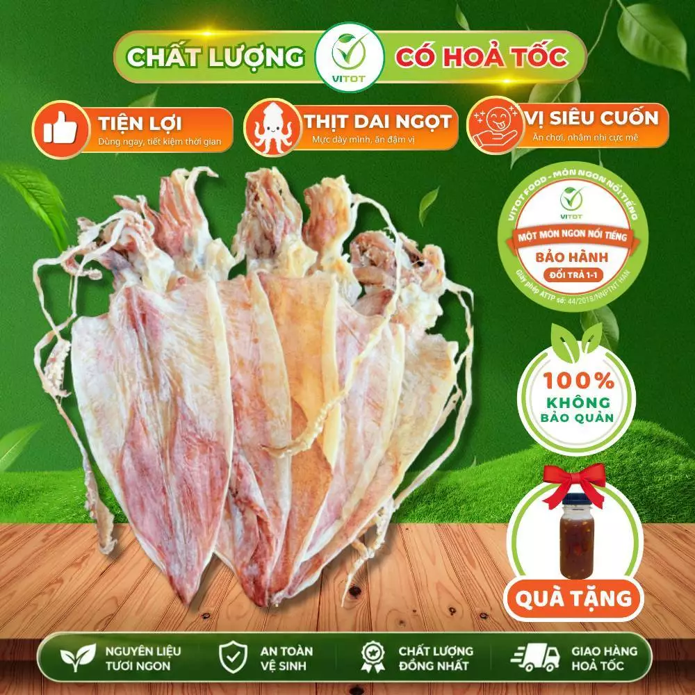 Mực Khô VITOT Chuẩn Phú Quốc Mực Khô Chính Hiệu Loại 1 Ngon Ngọt Dày Mình