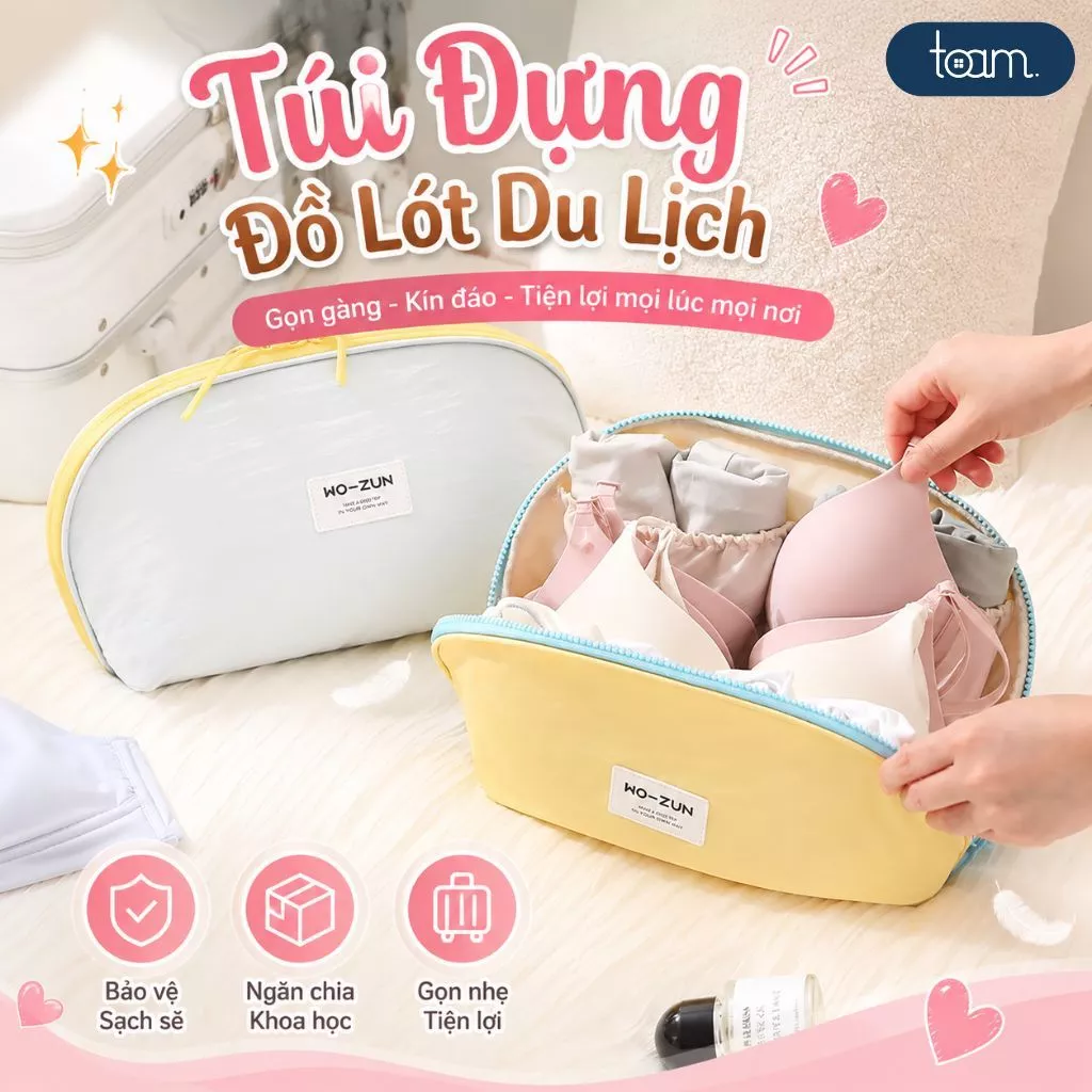 Túi Đựng Đồ Lót Du Lịch TOAM 3in1 Gọn Nhẹ Chống Thấm Vải Cao Cấp Đựng Nội Y, Tất, Đồ Cá Nhân
