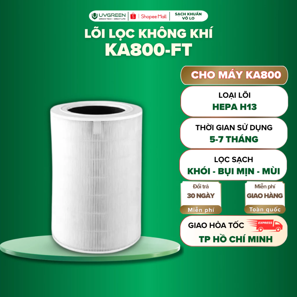 [UVG] Màng Lọc Cho Máy Lọc Không Khí UVGREEN KA800-TH, HEPA H13 3 Lớp, Lọc Bụi Mịn PM2.5, Hút Mùi Hiệu Quả