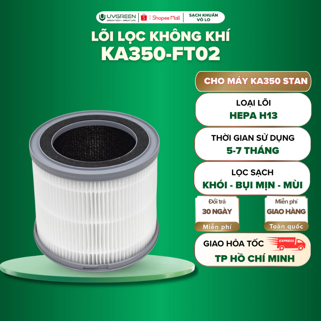 Màng Lọc Máy Lọc Không Khí UVGREEN KA350, HEPA H13 3 Lớp, Lọc Bụi Mịn PM2.5, Hút Mùi Hiệu Quả