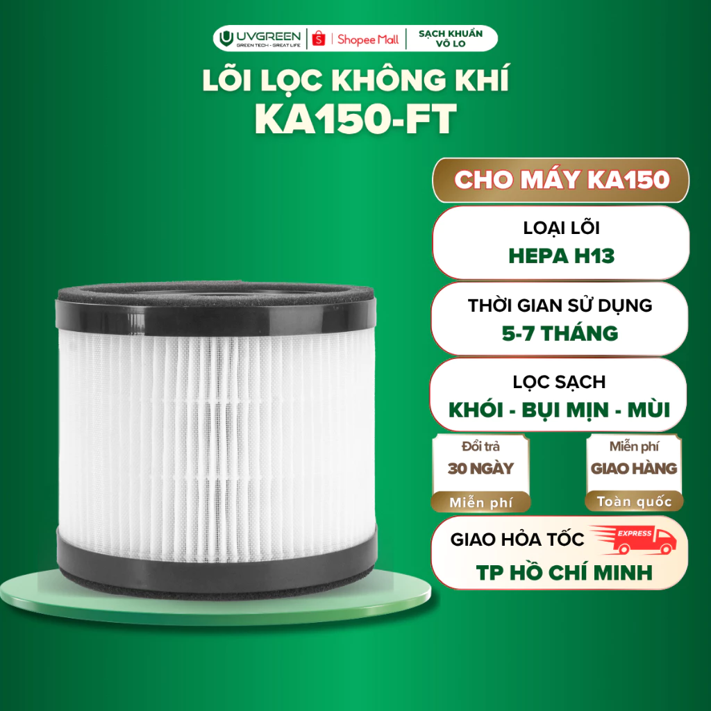 Màng Lọc Máy Lọc Không Khí UVGREEN KA150, HEPA H13 3 Lớp, Lọc Bụi Mịn PM2.5