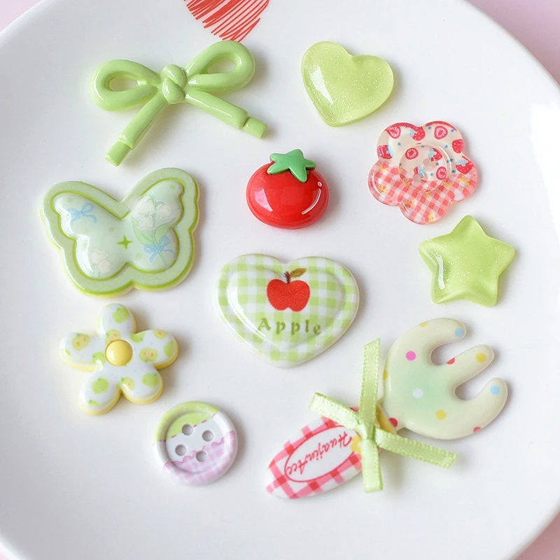 Charm Fruit Green Cute – Phụ Kiện Handmade DIY Trang Trí Ốp Lưng, Nón Bảo Hiểm, Tiểu Cảnh