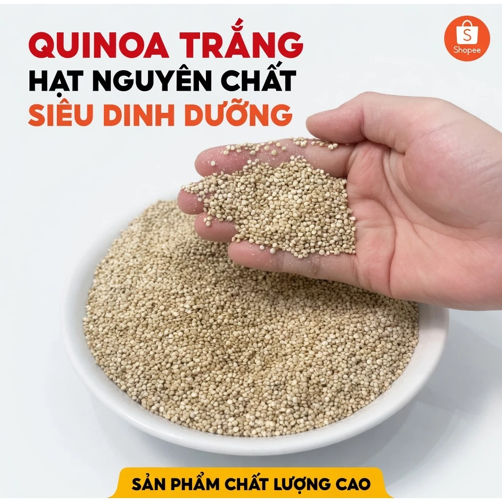 [MUA 1KG GIÁ SỈ] Hạt Diêm Mạch Trắng Quinoa Hữu Cơ 1kg Đóng Túi Zip Tiện Lợi, Date Mới Nhất Thiên Thảo Organic