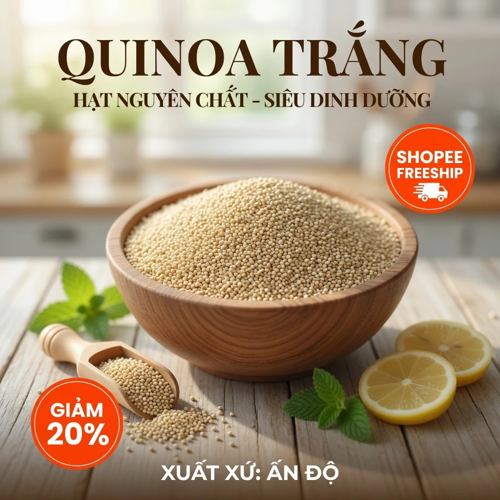 Hạt Diêm Mạch Diêm Mạch Trắng 500g Nhập Khẩu Mỹ Nguyên Hạt Hữu Cơ Quinoa Ăn Kiêng Giảm Cân Đẹp Da