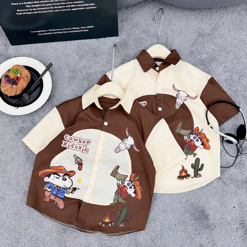 Áo Sơ Mi Cộc Tay Bé Trai - Áo Sơ Mi Đi Chơi Tiệc Đáng Yêu Dễ Mix phối Đồ Size Vừa Và Lớn Mã SM 21