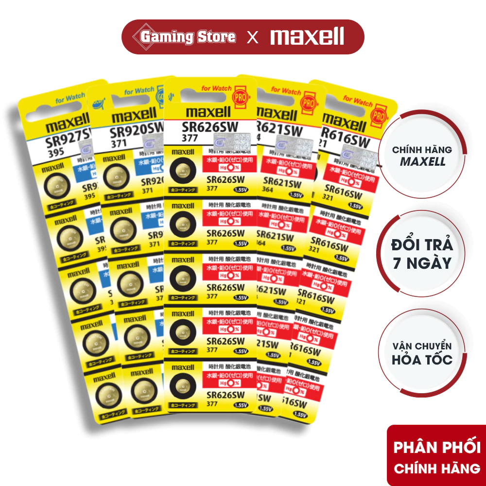 Pin Maxell Gold SR626 / SR621 / SR920 / SR616 / SR927 (Đồng Hồ Đeo Tay) - Hàng Chính Hãng