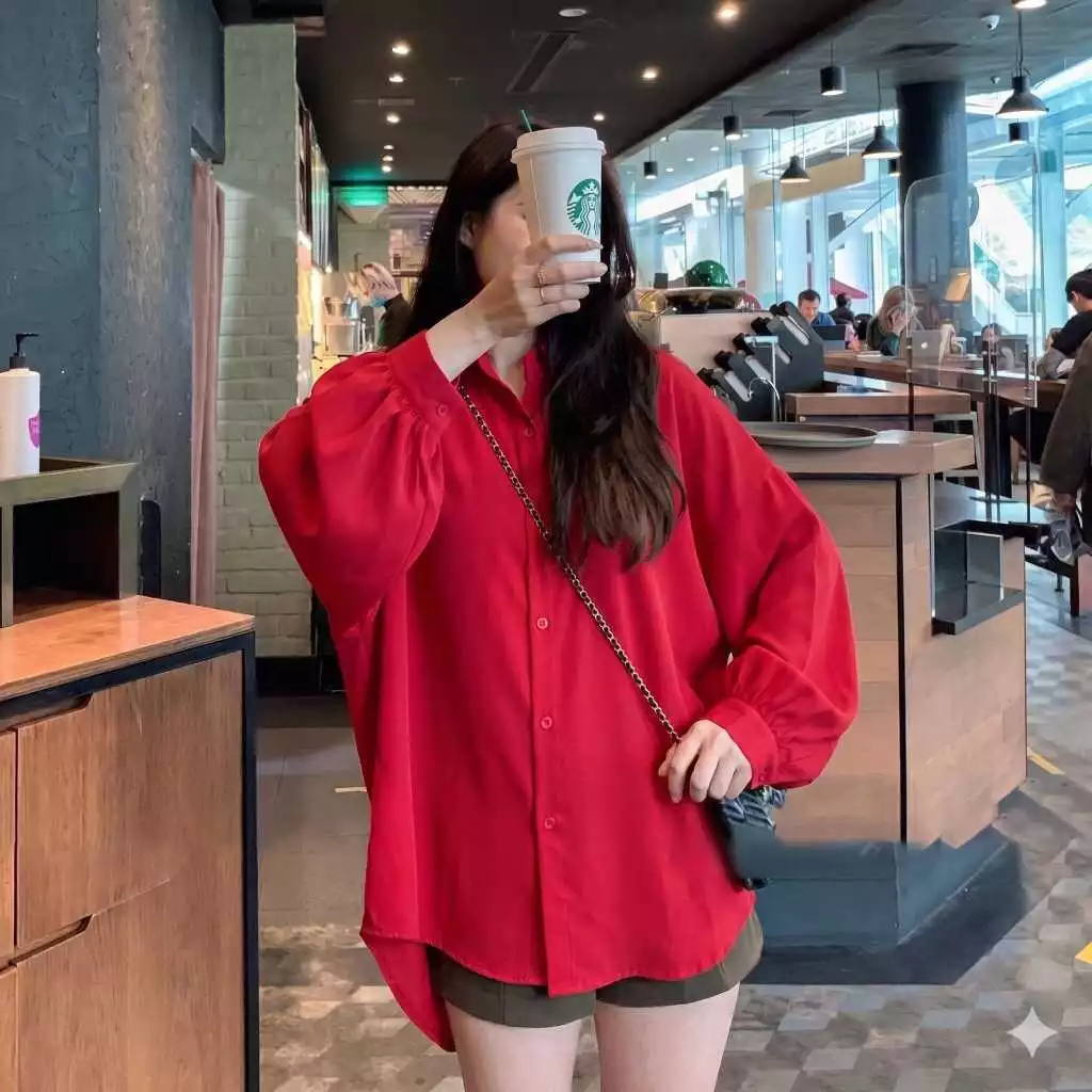 Áo Sơ Mi Nữ Form Thụng Tay Bo Nhún Tiểu Thư